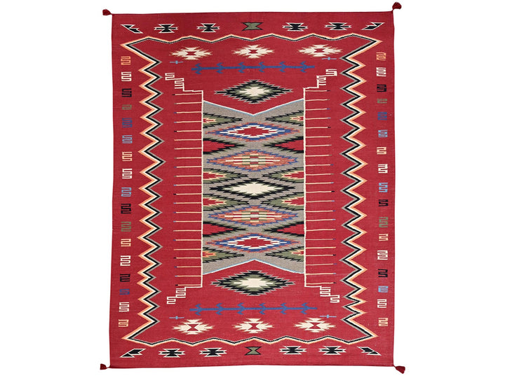 8'1" x 10'0" New Hand Woven Red Wool Rectangle Oriental Rug - MOA1022268