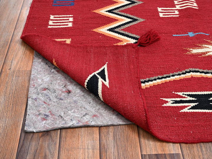 8'1" x 10'0" New Hand Woven Red Wool Rectangle Oriental Rug - MOA1022268