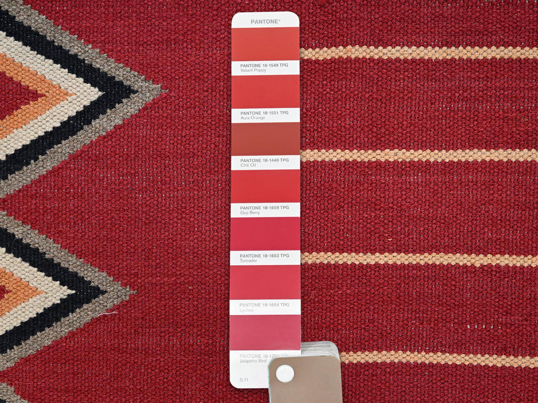 8'1" x 10'0" New Hand Woven Red Wool Rectangle Oriental Rug - MOA1022268