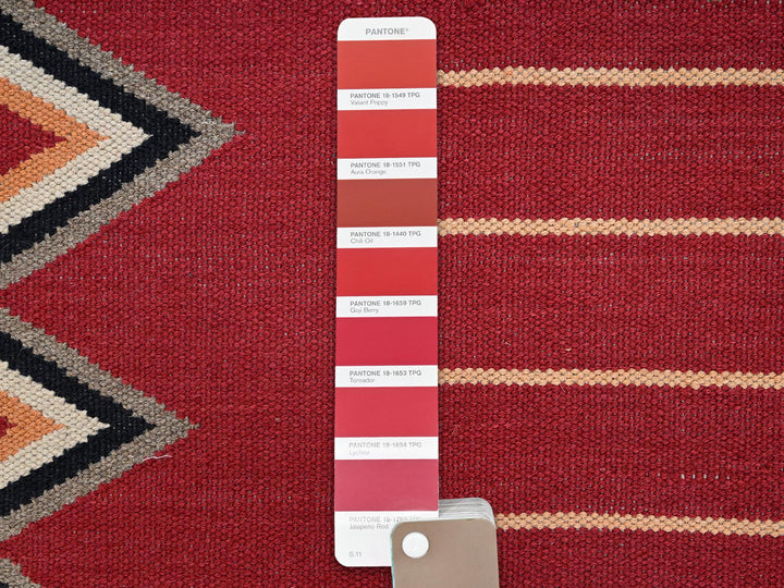 8'1" x 10'0" New Hand Woven Red Wool Rectangle Oriental Rug - MOA1022268
