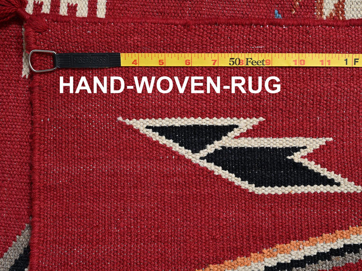 8'1" x 10'0" New Hand Woven Red Wool Rectangle Oriental Rug - MOA1022268