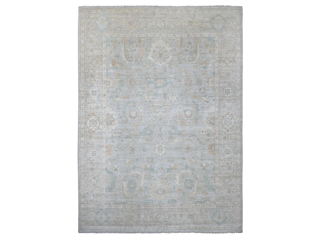 8'11" x 12'0" New Hand Knotted Grey Wool Rectangle Oriental Rug - MOA10222690