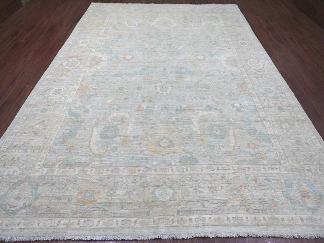 8'11" x 12'0" New Hand Knotted Grey Wool Rectangle Oriental Rug - MOA10222690