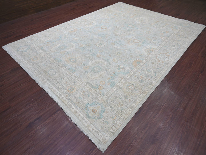 8'11" x 12'0" New Hand Knotted Grey Wool Rectangle Oriental Rug - MOA10222690