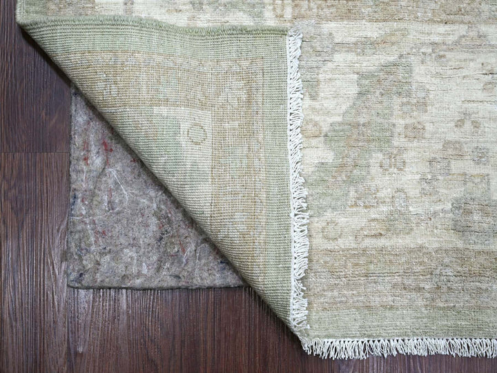 9'0" x 11'7" New Hand Knotted Green Wool Rectangle Oriental Rug - MOA10222691