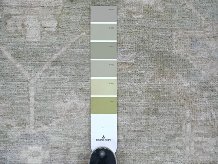9'0" x 11'7" New Hand Knotted Green Wool Rectangle Oriental Rug - MOA10222691