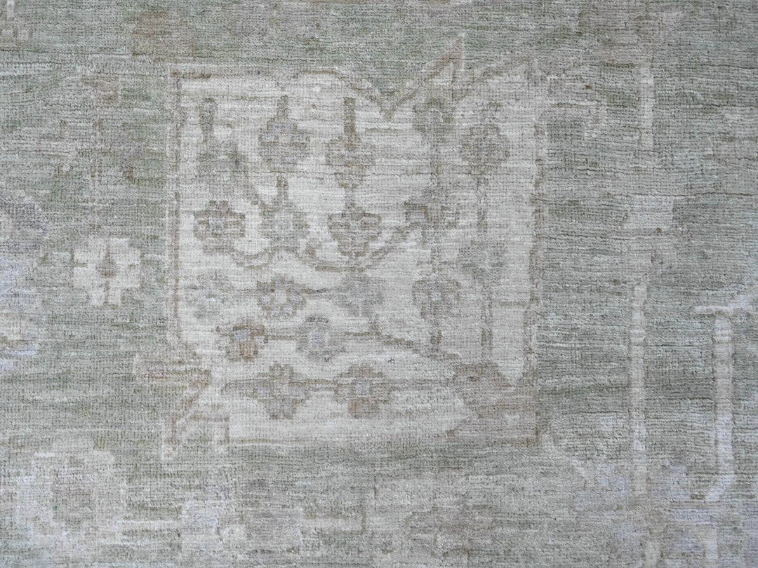9'0" x 11'7" New Hand Knotted Green Wool Rectangle Oriental Rug - MOA10222691