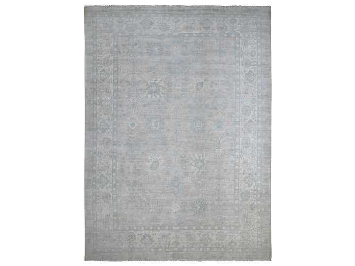 9'11" x 13'6" New Hand Knotted Grey Wool Rectangle Oriental Rug - MOA10222692