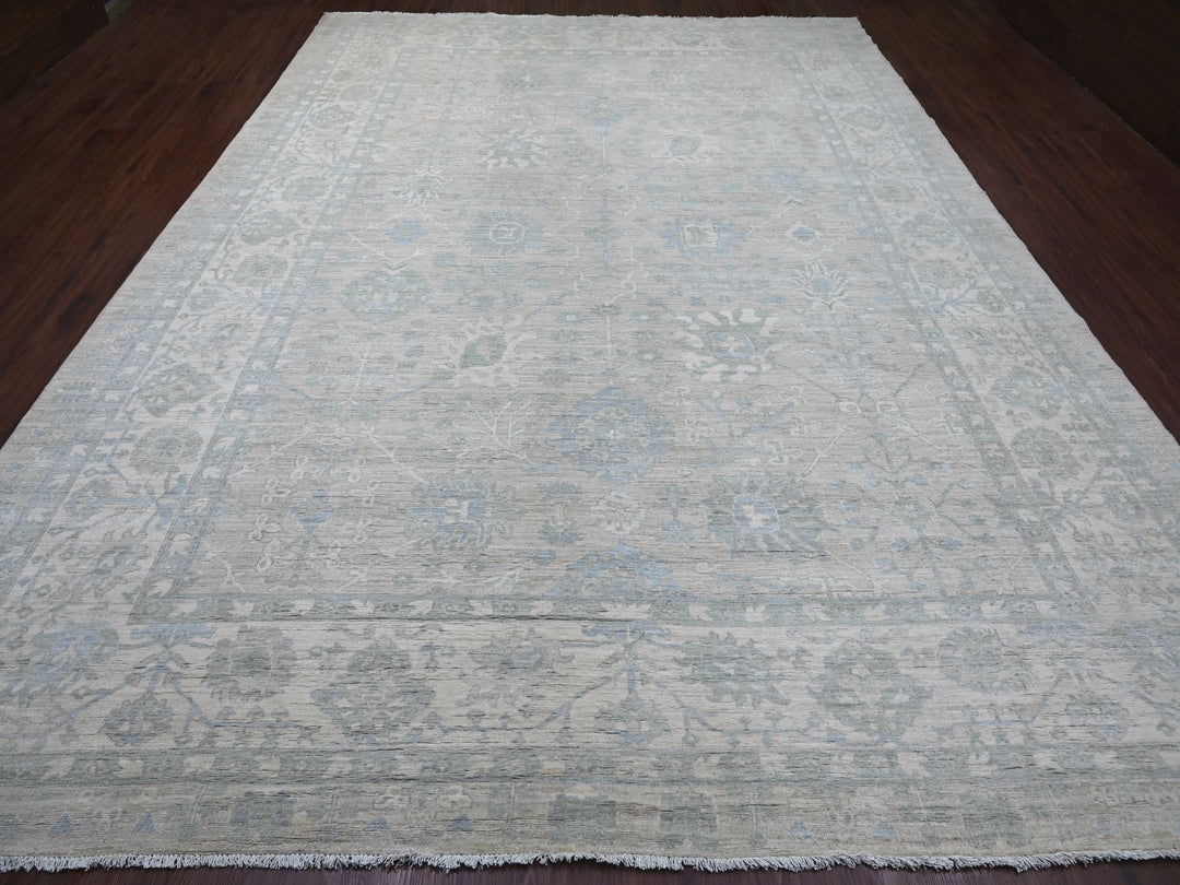 9'11" x 13'6" New Hand Knotted Grey Wool Rectangle Oriental Rug - MOA10222692