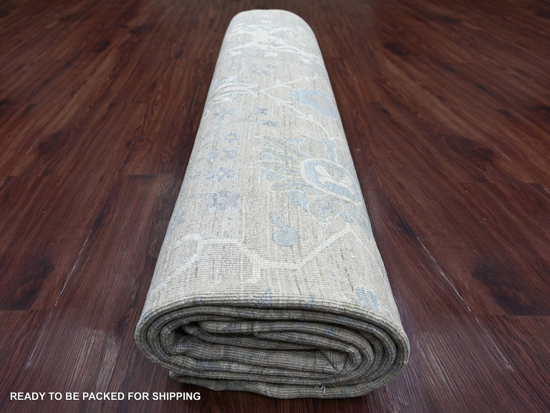 9'11" x 13'6" New Hand Knotted Grey Wool Rectangle Oriental Rug - MOA10222692