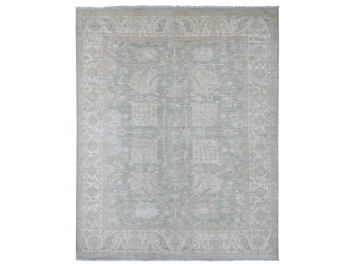 7'9" x 9'8" New Hand Knotted Green Wool Rectangle Oriental Rug - MOA10222693