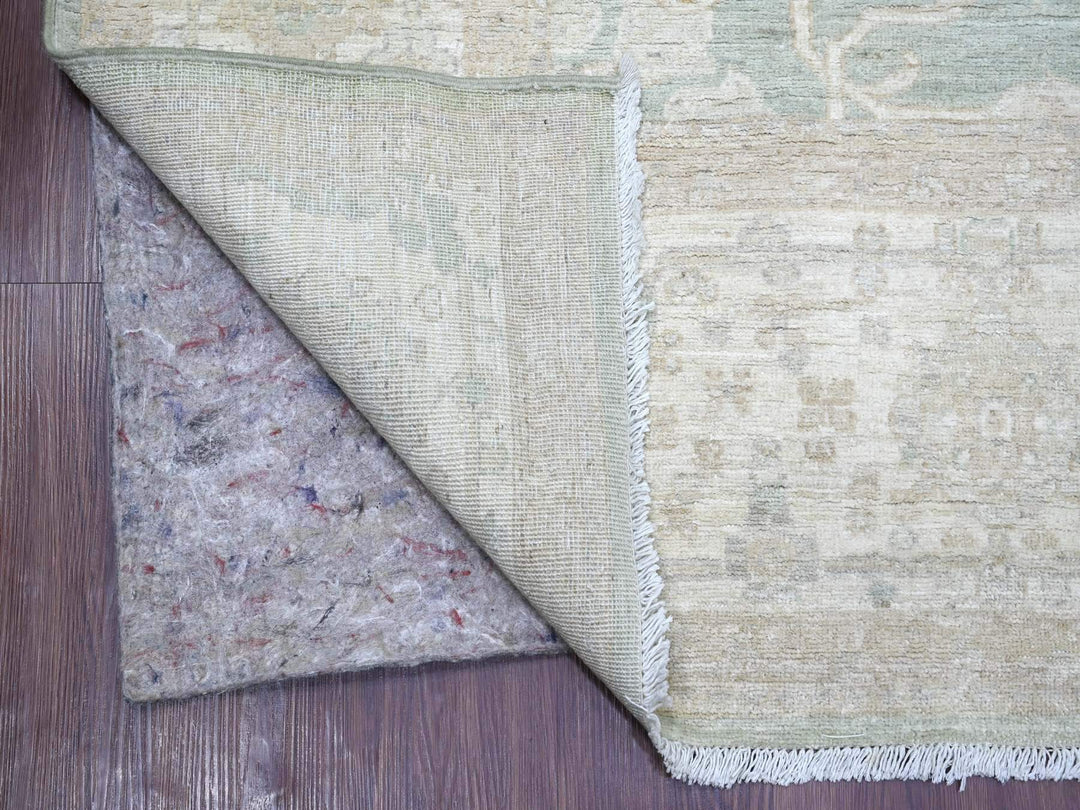 7'9" x 9'8" New Hand Knotted Green Wool Rectangle Oriental Rug - MOA10222693