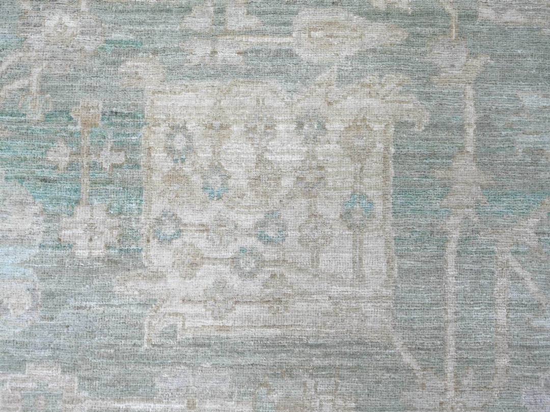 7'9" x 9'8" New Hand Knotted Green Wool Rectangle Oriental Rug - MOA10222693