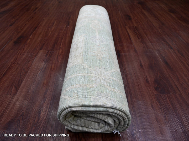 7'9" x 9'8" New Hand Knotted Green Wool Rectangle Oriental Rug - MOA10222693