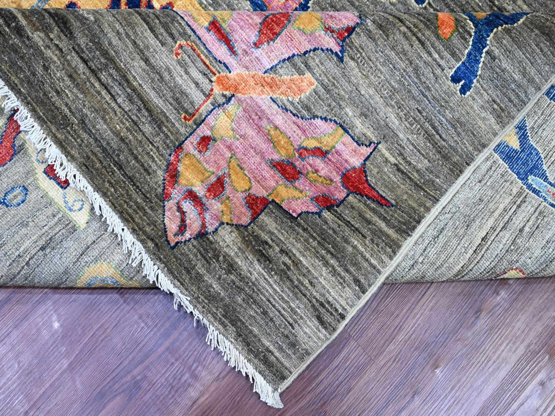 9'6" x 13'8" New Hand Knotted Grey Wool Rectangle Oriental Rug - MOA10222694