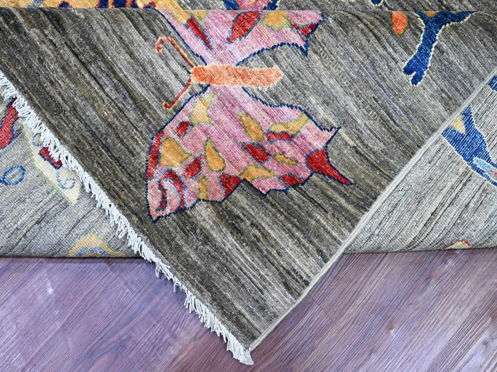 9'6" x 13'8" New Hand Knotted Grey Wool Rectangle Oriental Rug - MOA10222694