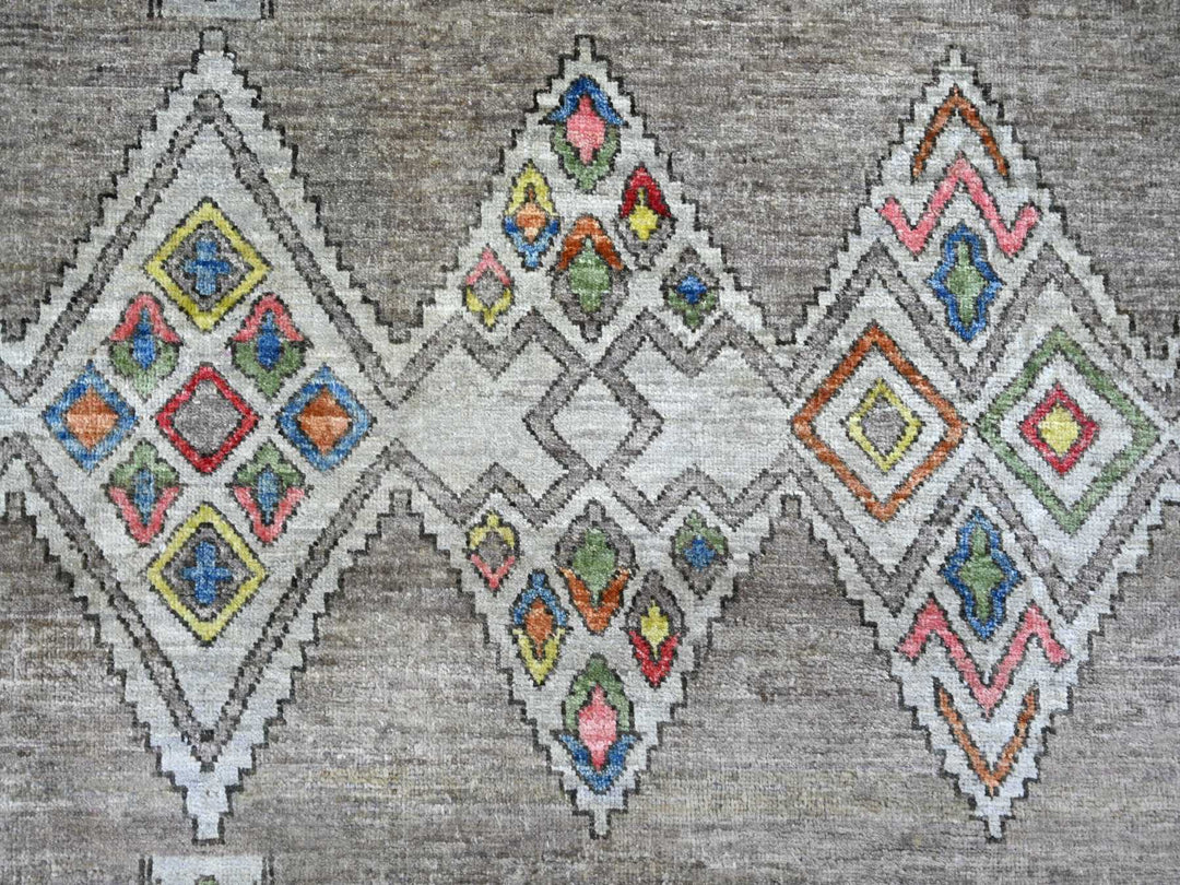 10'1" x 13'8" New Hand Knotted Grey Wool Rectangle Oriental Rug - MOA10222696