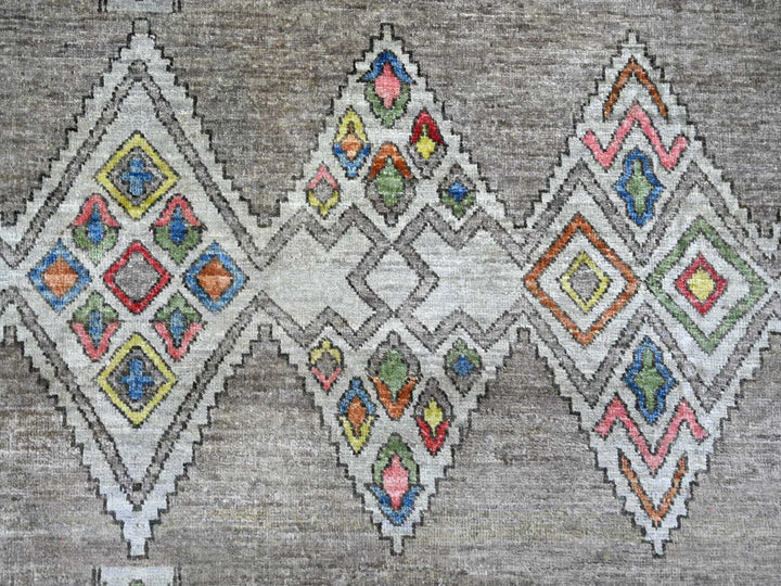 10'1" x 13'8" New Hand Knotted Grey Wool Rectangle Oriental Rug - MOA10222696