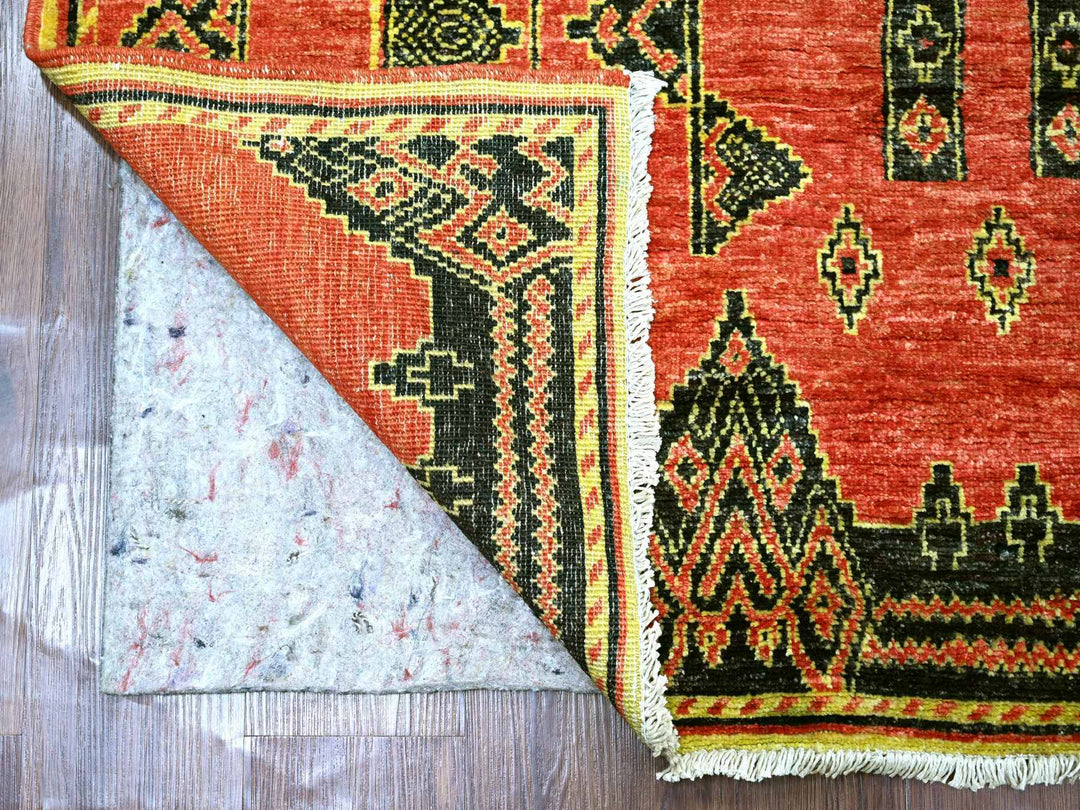 6'1" x 8'11" New Hand Knotted Red Wool Rectangle Oriental Rug - MOA10222697