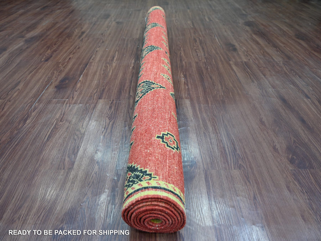 6'1" x 8'11" New Hand Knotted Red Wool Rectangle Oriental Rug - MOA10222697
