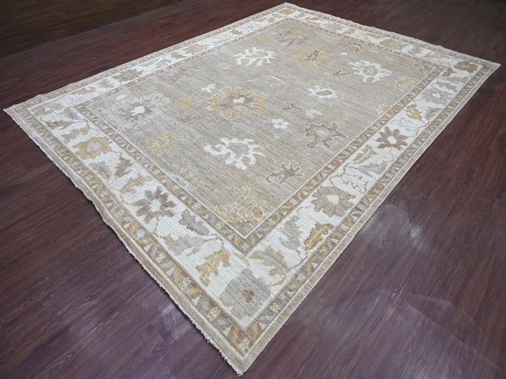 8'10" x 11'8" New Hand Knotted Brown Wool Rectangle Oriental Rug - MOA10222698