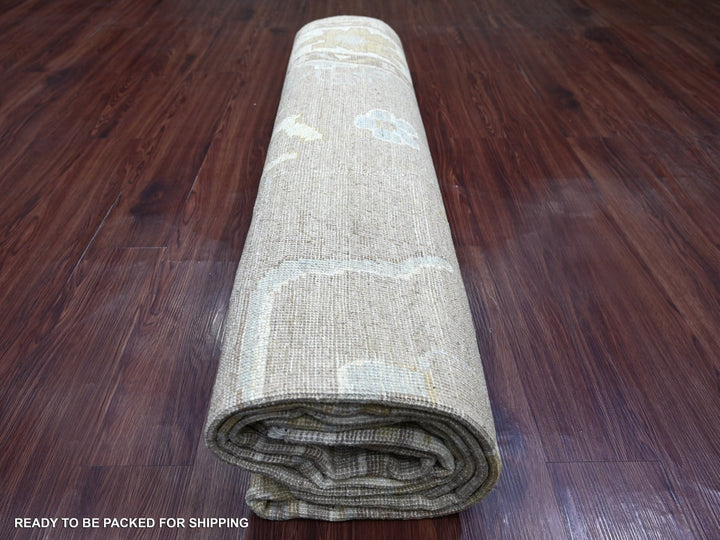 8'10" x 11'8" New Hand Knotted Brown Wool Rectangle Oriental Rug - MOA10222698