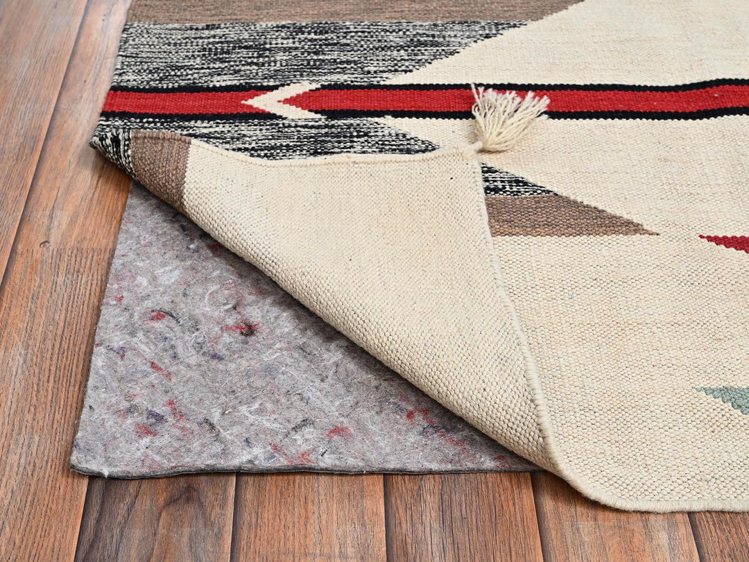 8'2" x 10'0" New Hand Woven Ivory Wool Rectangle Oriental Rug - MOA1022269