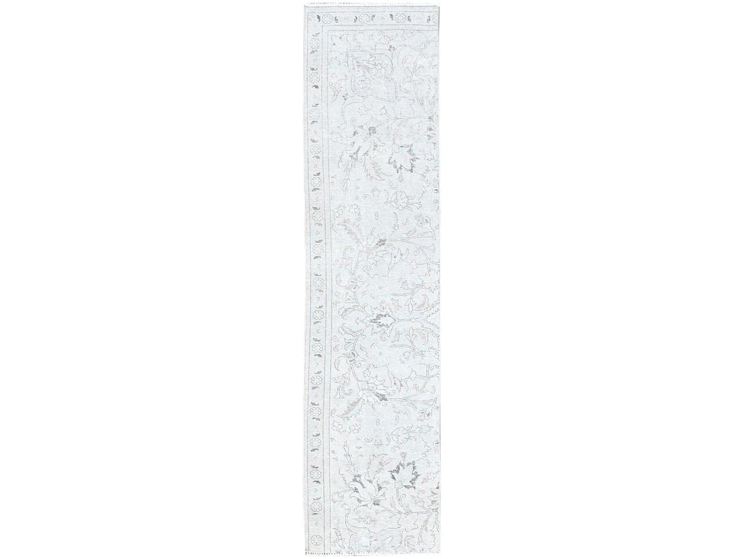 2'2" x 9'0" Vintage Hand Knotted Ivory Wool Runner Oriental Rug - MOA102226