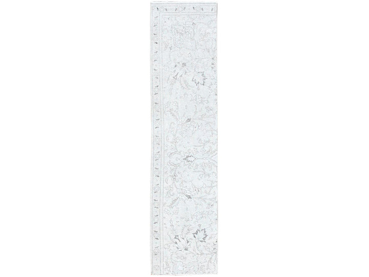 2'2" x 9'0" Vintage Hand Knotted Ivory Wool Runner Oriental Rug - MOA102226