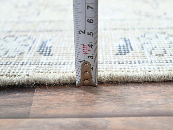 2'2" x 9'0" Vintage Hand Knotted Ivory Wool Runner Oriental Rug - MOA102226