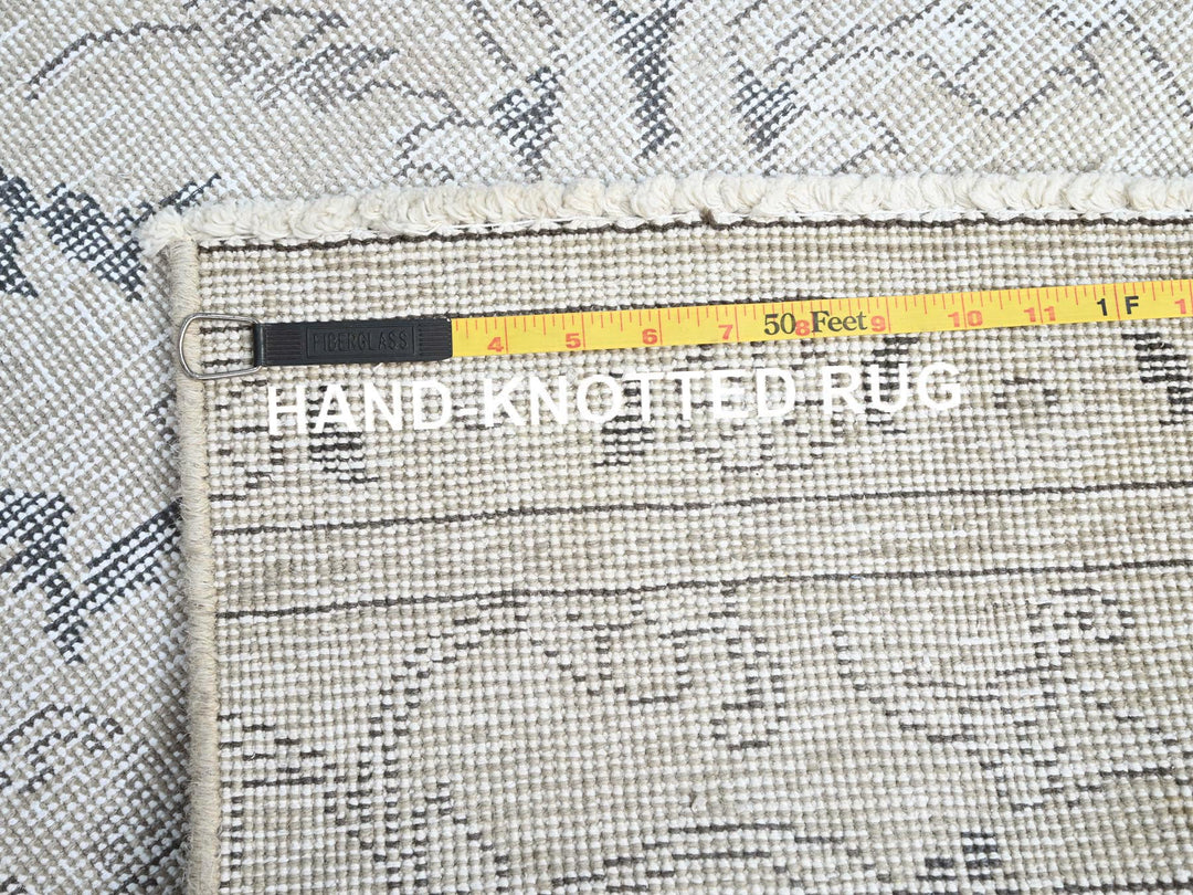 2'2" x 9'0" Vintage Hand Knotted Ivory Wool Runner Oriental Rug - MOA102226
