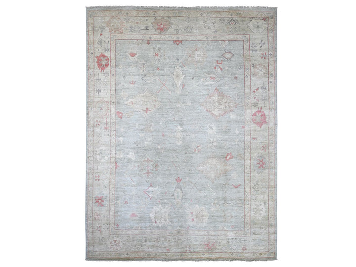 9'2" x 11'11" New Hand Knotted Grey Wool Rectangle Oriental Rug - MOA10222701