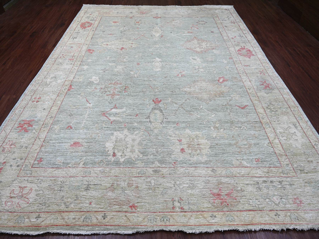 9'2" x 11'11" New Hand Knotted Grey Wool Rectangle Oriental Rug - MOA10222701