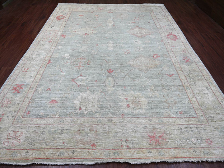 9'2" x 11'11" New Hand Knotted Grey Wool Rectangle Oriental Rug - MOA10222701