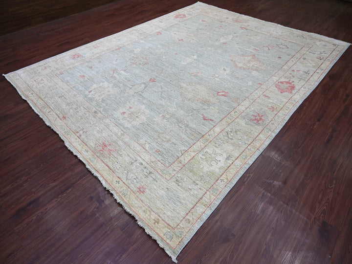 9'2" x 11'11" New Hand Knotted Grey Wool Rectangle Oriental Rug - MOA10222701