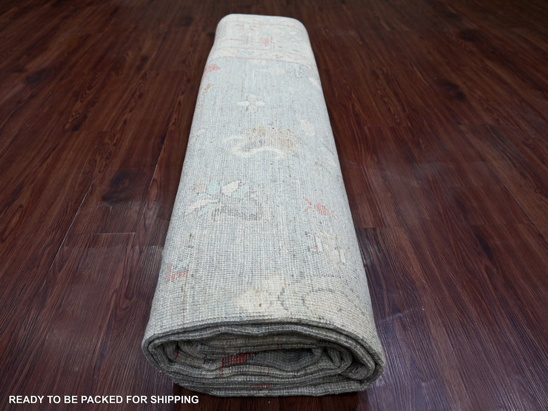 9'2" x 11'11" New Hand Knotted Grey Wool Rectangle Oriental Rug - MOA10222701