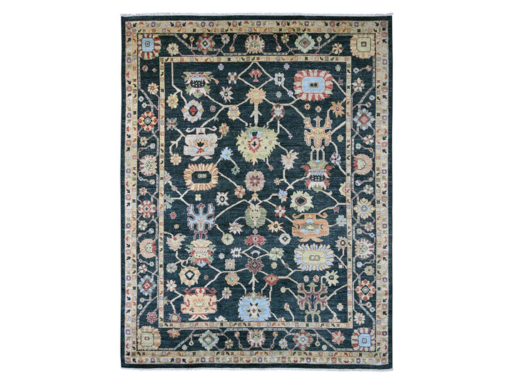 9'3" x 11'8" New Hand Knotted Green Wool Rectangle Oriental Rug - MOA10222702