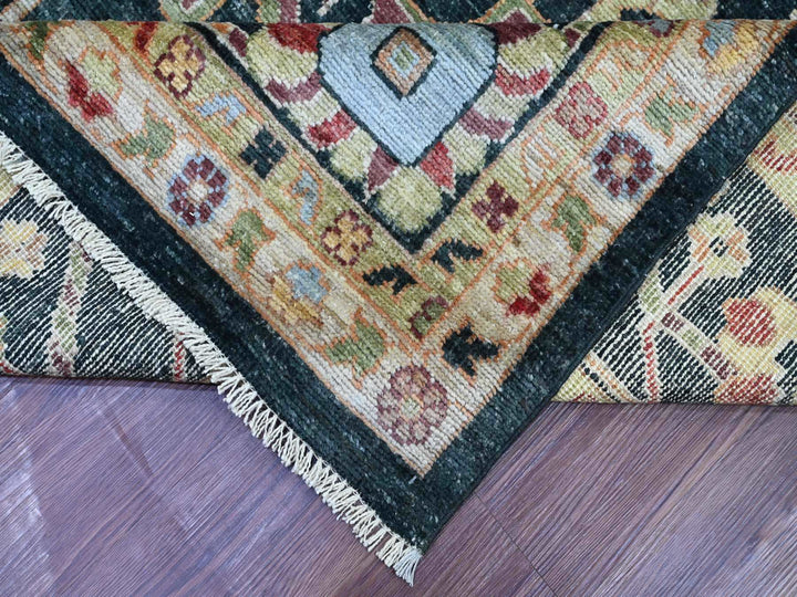 9'3" x 11'8" New Hand Knotted Green Wool Rectangle Oriental Rug - MOA10222702