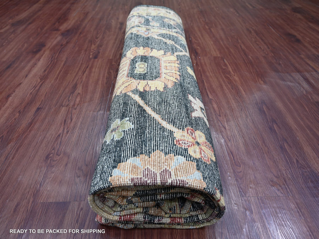 9'3" x 11'8" New Hand Knotted Green Wool Rectangle Oriental Rug - MOA10222702