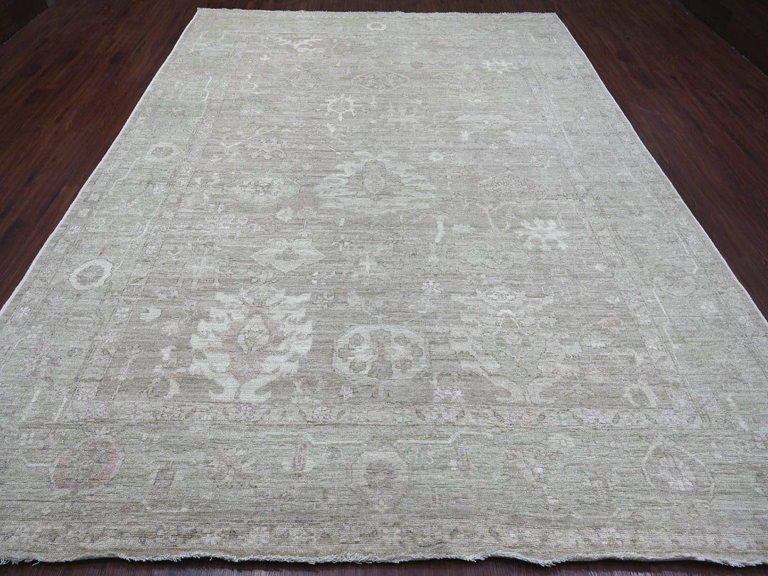 9'0" x 11'8" New Hand Knotted Brown Wool Rectangle Oriental Rug - MOA10222703