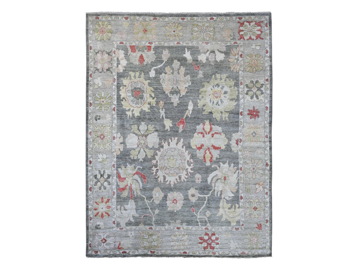 9'1" x 11'11" New Hand Knotted Grey Wool Rectangle Oriental Rug - MOA10222704