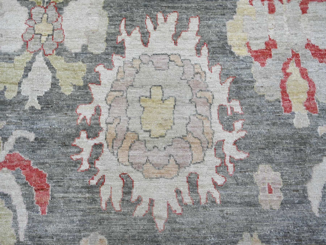 9'1" x 11'11" New Hand Knotted Grey Wool Rectangle Oriental Rug - MOA10222704