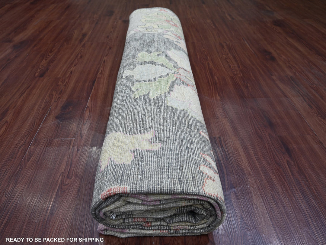 9'1" x 11'11" New Hand Knotted Grey Wool Rectangle Oriental Rug - MOA10222704