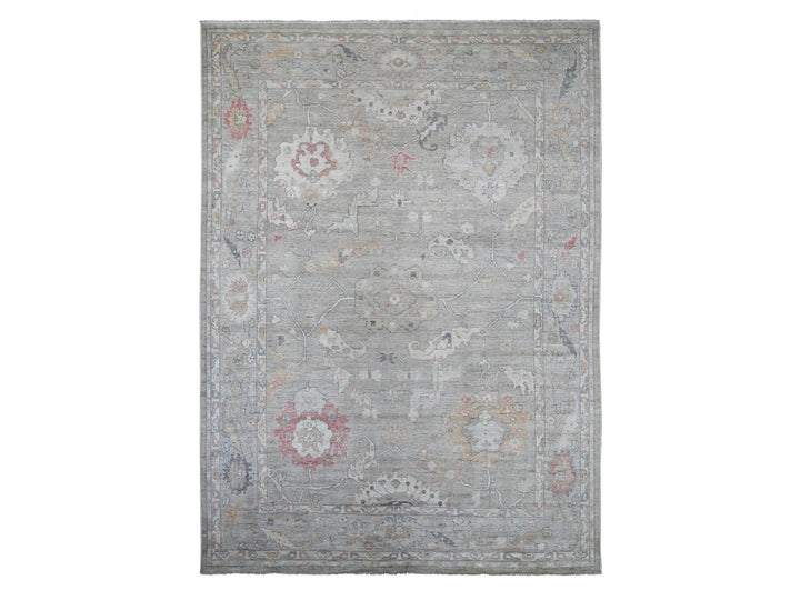 8'8" x 11'11" New Hand Knotted Grey Wool Rectangle Oriental Rug - MOA10222705