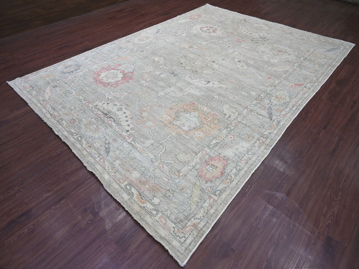 8'8" x 11'11" New Hand Knotted Grey Wool Rectangle Oriental Rug - MOA10222705