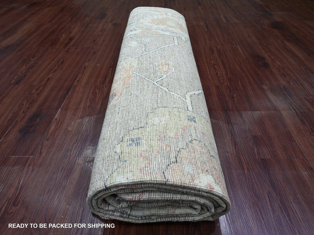 8'8" x 11'11" New Hand Knotted Grey Wool Rectangle Oriental Rug - MOA10222705