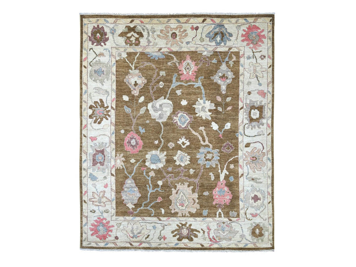 8'1" x 9'8" New Hand Knotted Brown Wool Rectangle Oriental Rug - MOA10222706