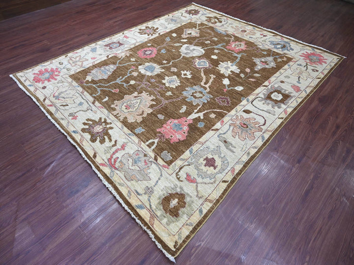 8'1" x 9'8" New Hand Knotted Brown Wool Rectangle Oriental Rug - MOA10222706