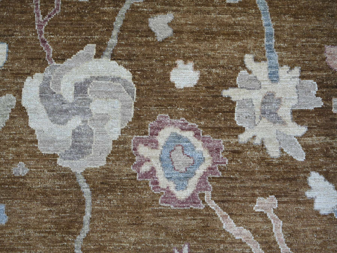 8'1" x 9'8" New Hand Knotted Brown Wool Rectangle Oriental Rug - MOA10222706
