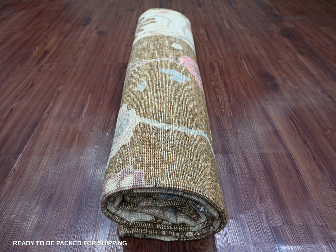 8'1" x 9'8" New Hand Knotted Brown Wool Rectangle Oriental Rug - MOA10222706